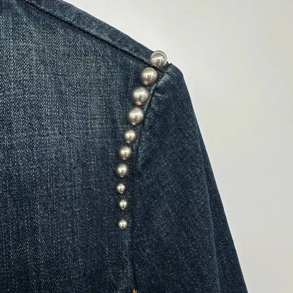 Reba Denim Jacket Size Large Studded Embroidered Stretch Western Rodeo Cowgirl - Picture 7 of 15